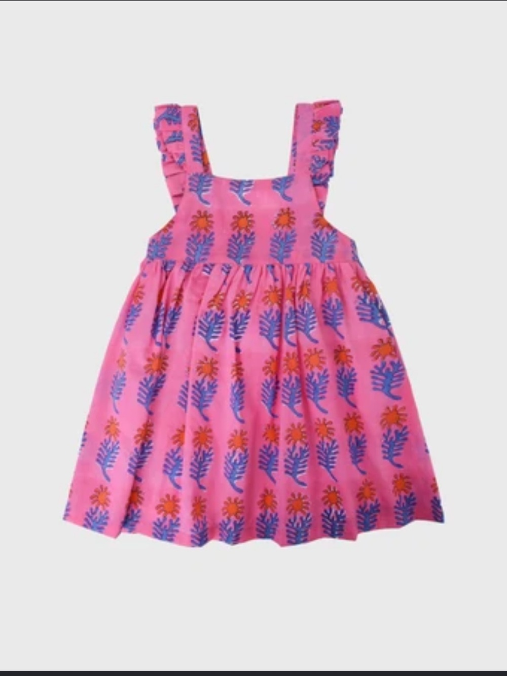 Oliphant Pink Floral Print Ruffle-Strap Dress